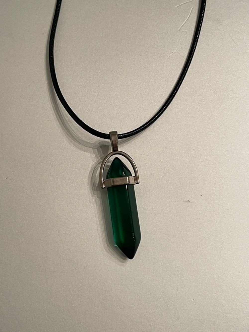 Green Crystal Point Acrylic Pendant Necklace